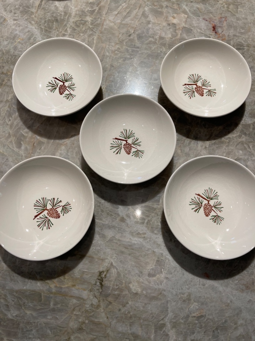 Stetson Marcrest~Vintage Misty Pine ovenproof hand painted underglaze bowls